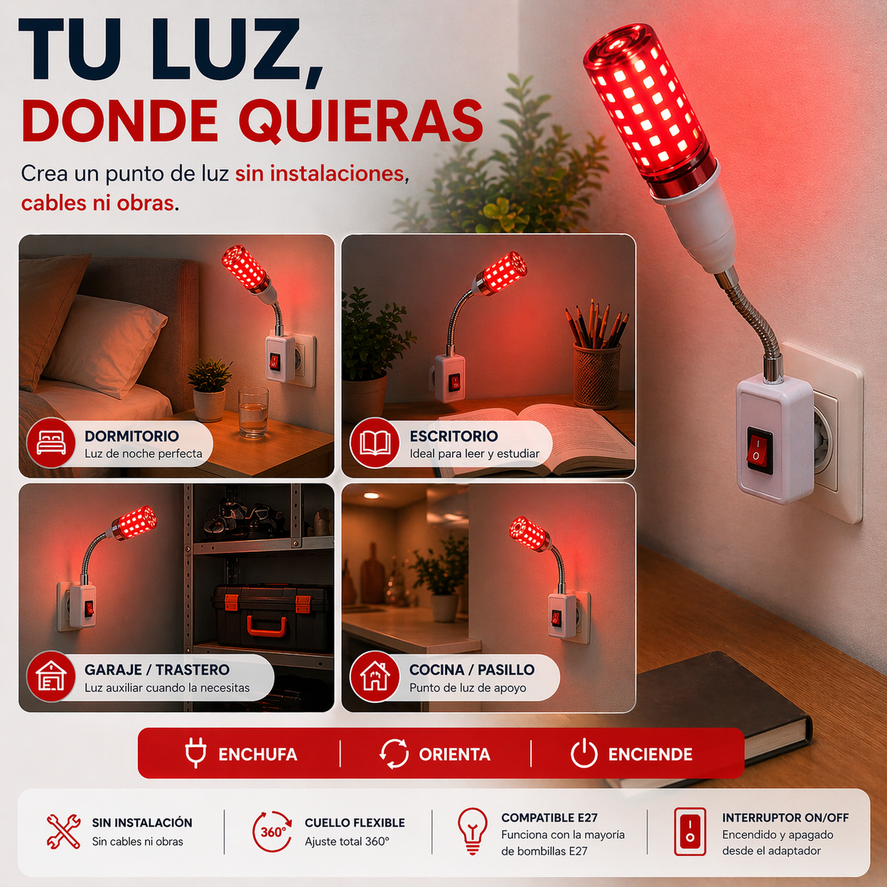 Adaptador Enchufe E27