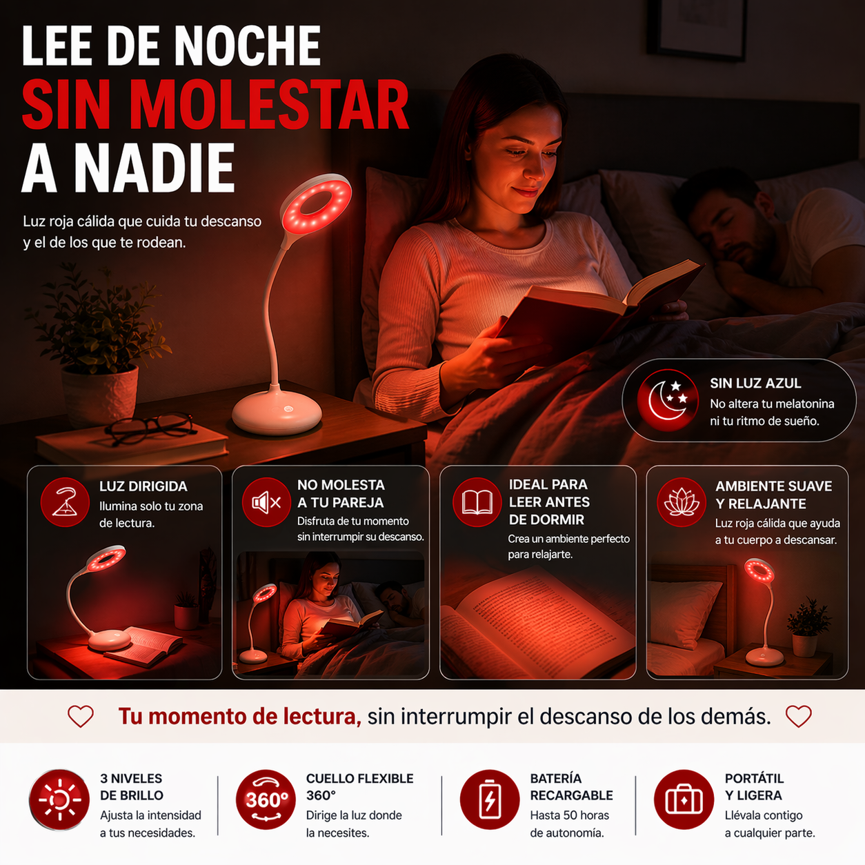 Flexo Luz Roja Recargable