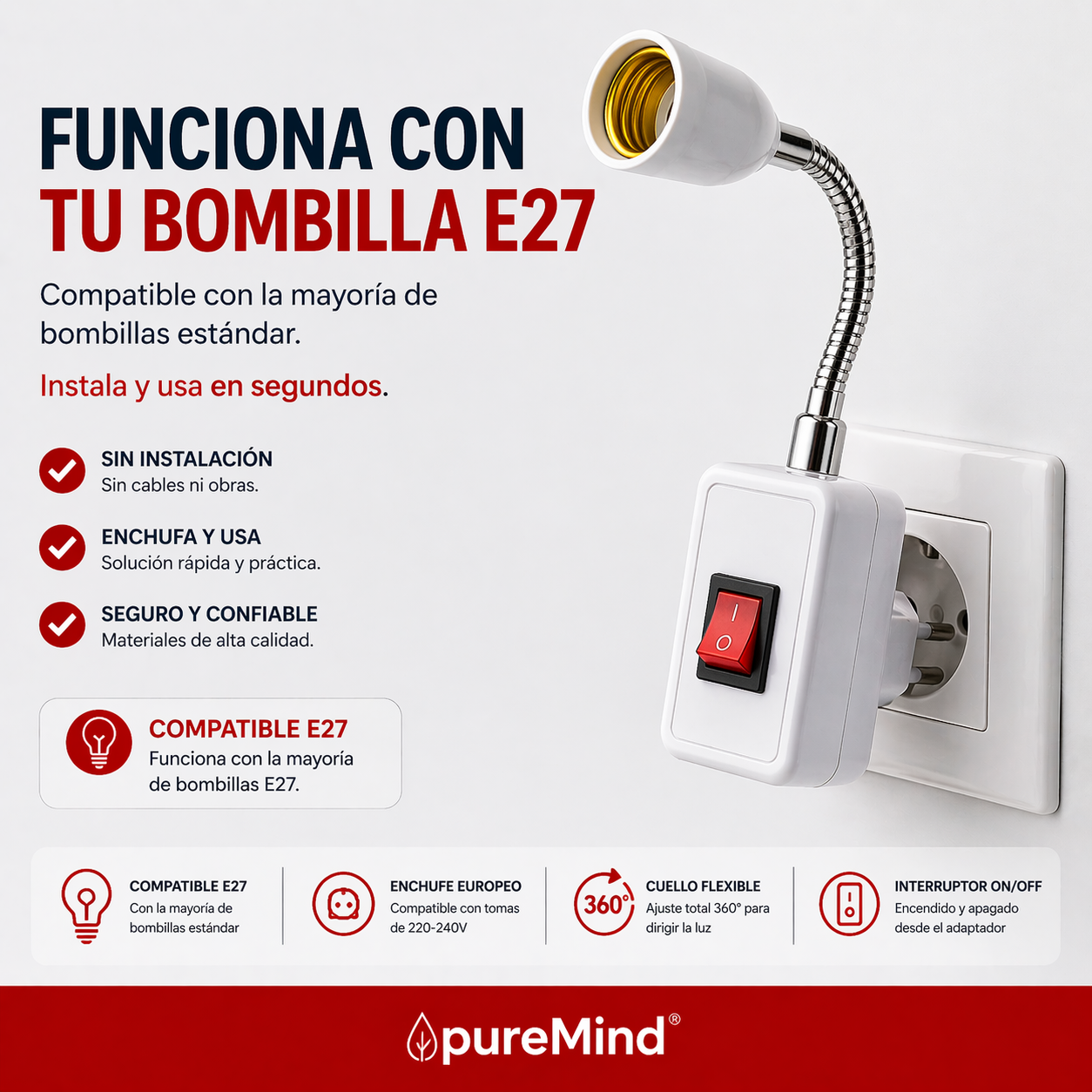 Adaptador Enchufe E27